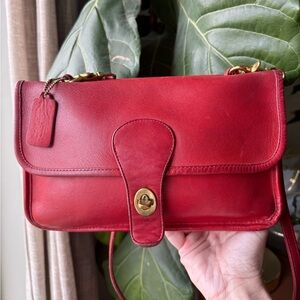 SOLD.   Vintage Coach 1984-1987 Red NYC Twin Clutch 9380